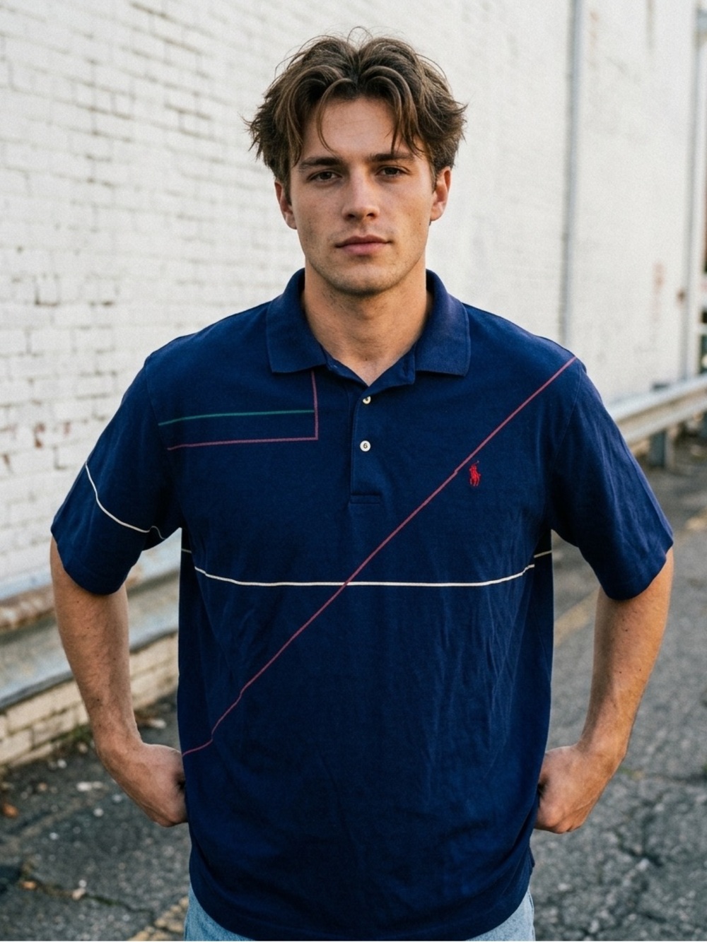 Vintage 90s Polo Ralph Lauren Polo Shirt Mens XL Navy Made in USA Red Pony Retro